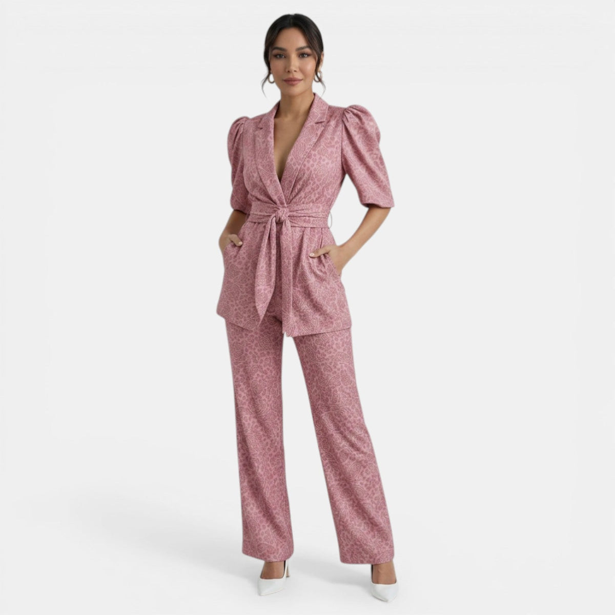 Nicoinia | Elegant Two-Piece Set with Puff Sleeves