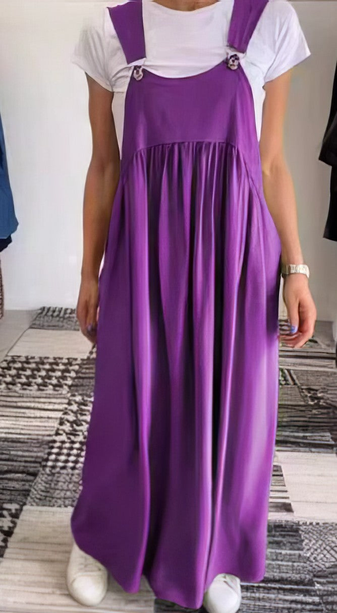 Marleen | Strappy Maxi Dress Gathered Loose-Fit Pinafore Style