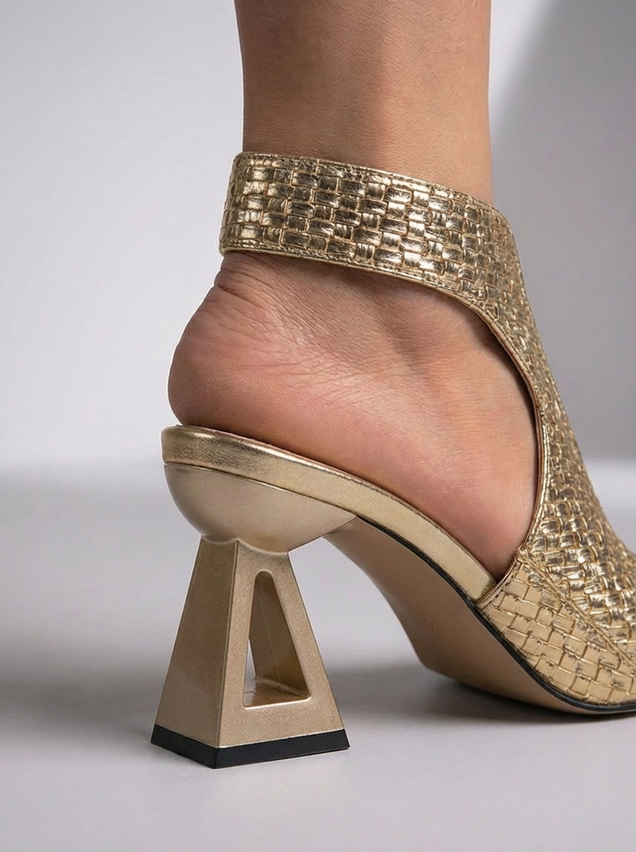 Nylara - Woven Peep Toe Block Heel Sandals