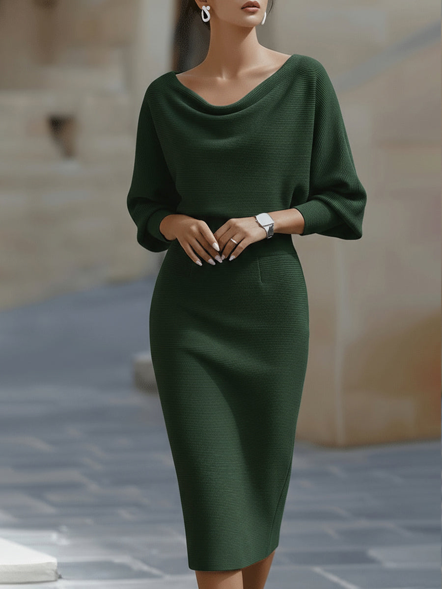 Amyy | Knit Midi Dress With Dolman Sleeves