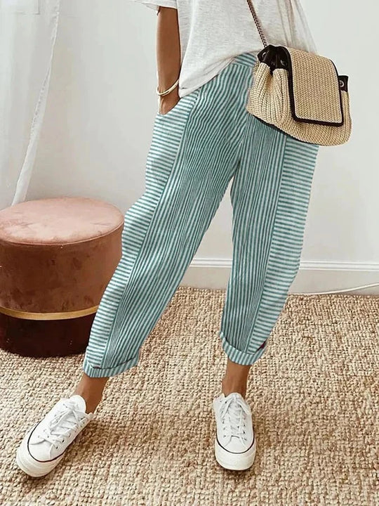 Stefana - Striped Drawstring Jogger Pants