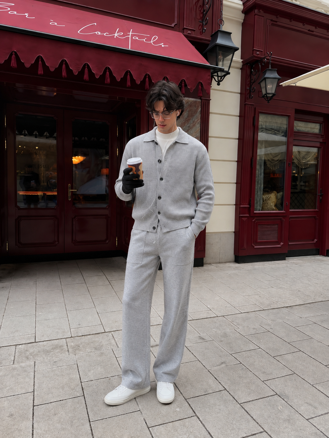 Andrej | Knit Set With Collared Cardigan Straight Pants
