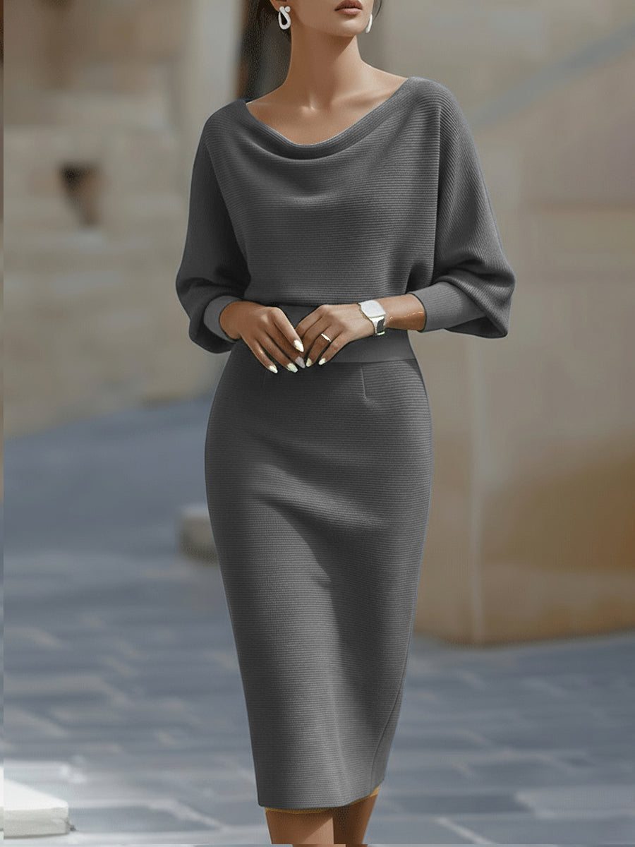 Amyy | Knit Midi Dress With Dolman Sleeves