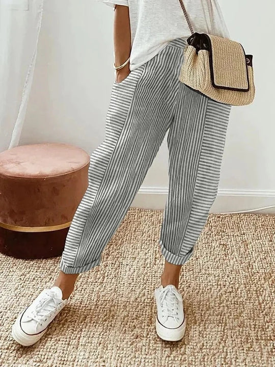 Stefana - Striped Drawstring Jogger Pants