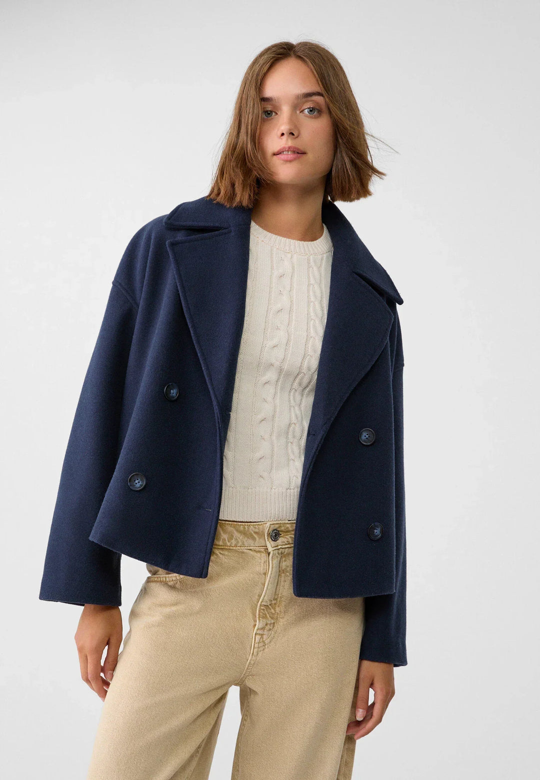Lorraine | Jacket with Double-Breasted Buttons and Cropped Hem