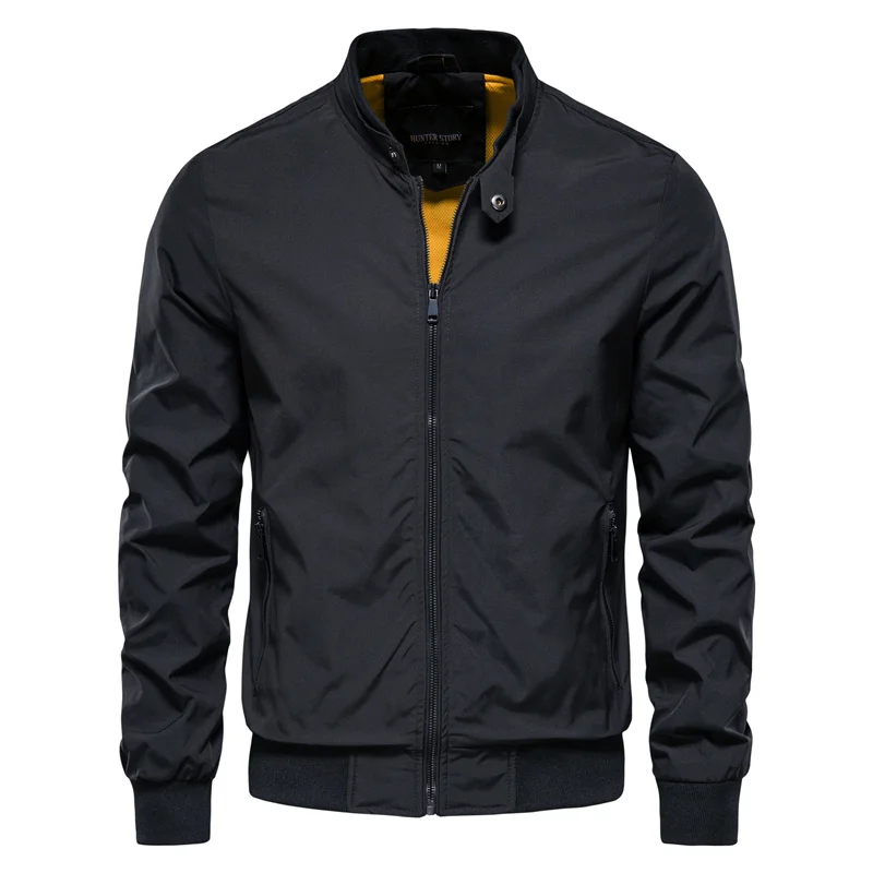 Behrend | Bomber Jacket Full-Zip Ribbed Trim Stand-Collar