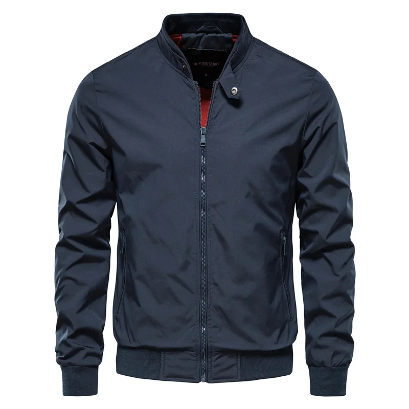 Behrend | Bomber Jacket Full-Zip Ribbed Trim Stand-Collar
