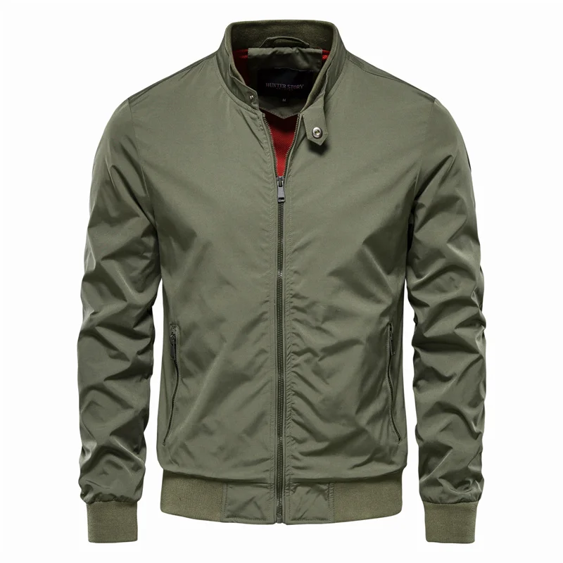 Behrend | Bomber Jacket Full-Zip Ribbed Trim Stand-Collar