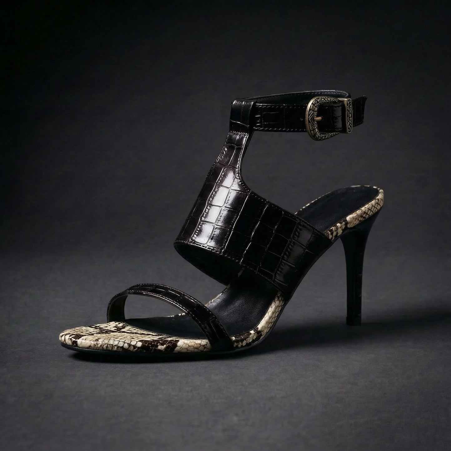 Lelani | Open Toe Buckle Stiletto Sandals
