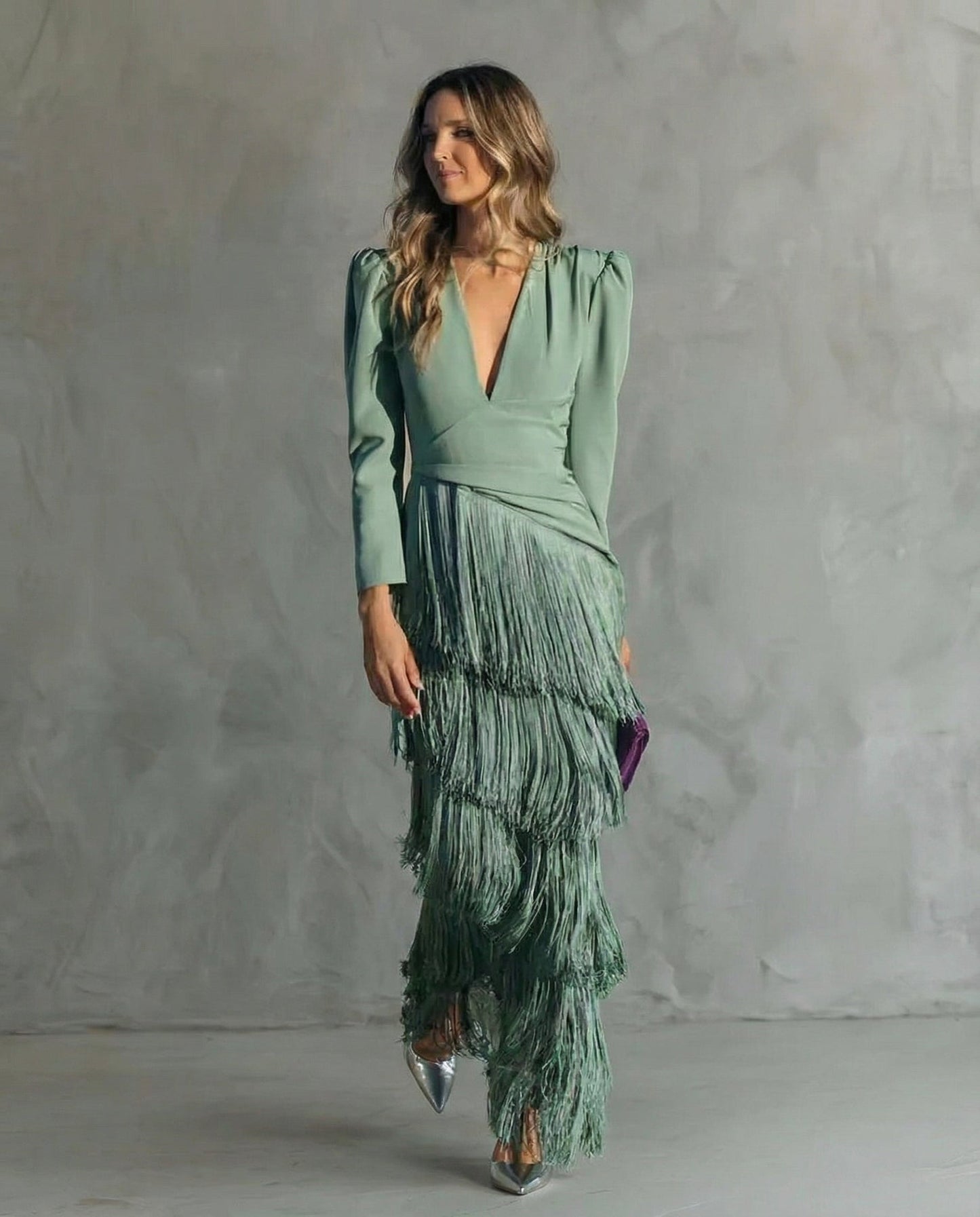 Nipuni | Fringe Tassel V Neck Maxi Dress
