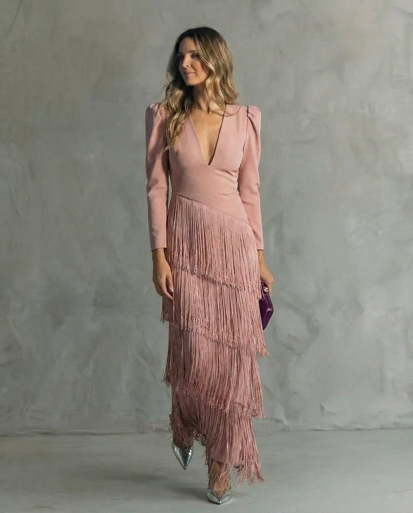 Nipuni | Fringe Tassel V Neck Maxi Dress