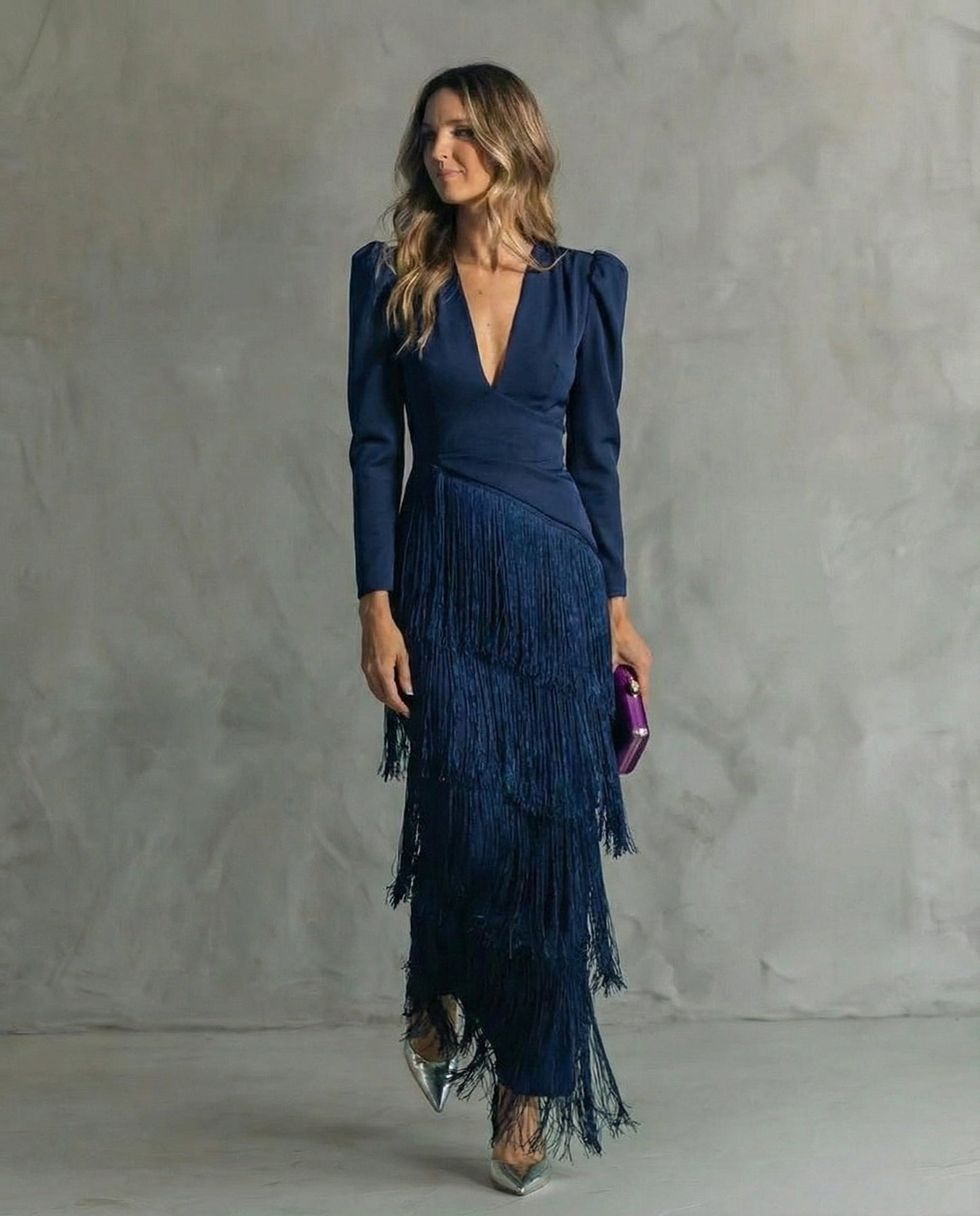Nipuni | Fringe Tassel V Neck Maxi Dress