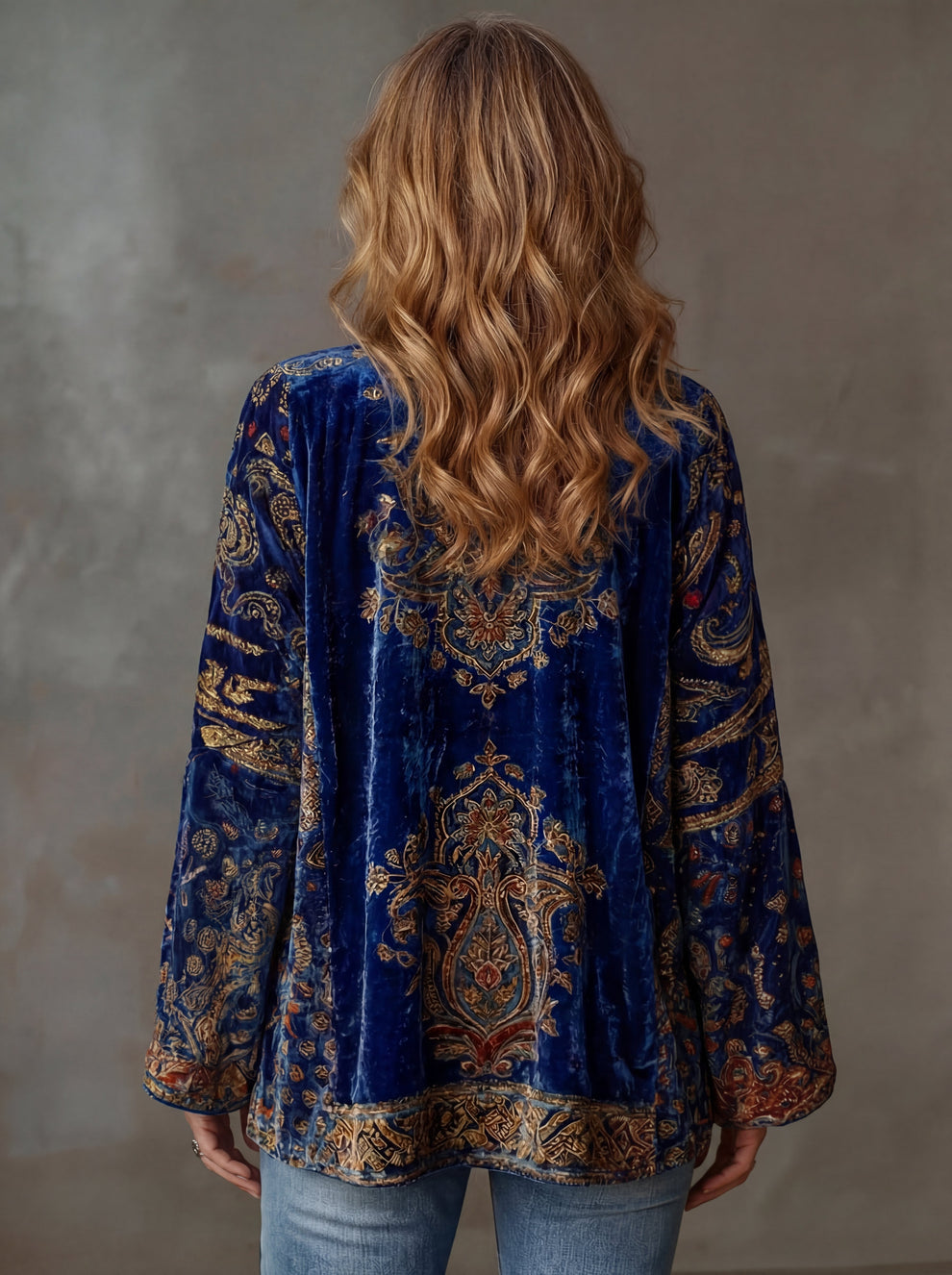 Elyska - Printed Open Front Kimono Jacket