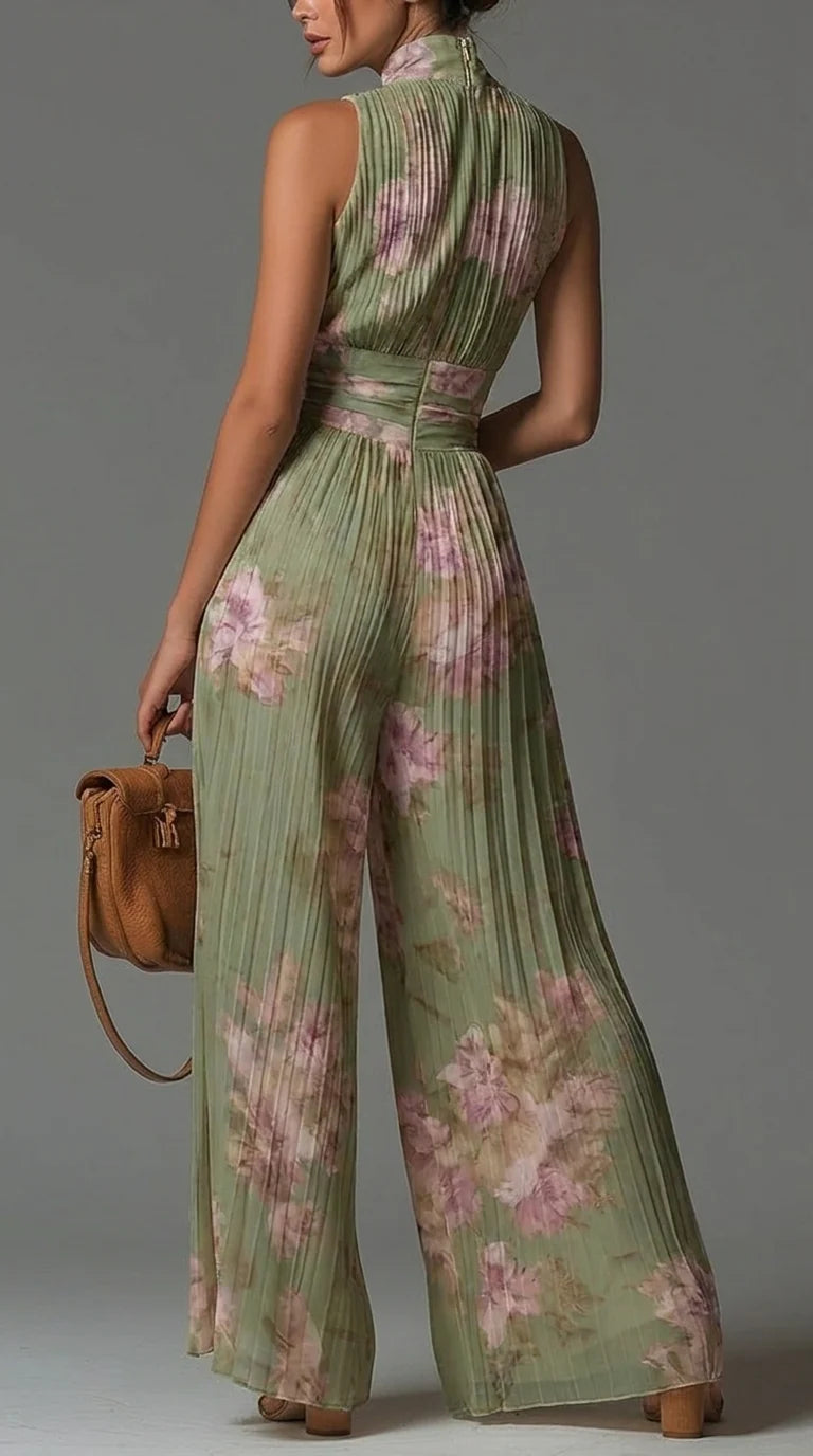 Kleira | Sleeveless Pleated Zip Front Jumpsuit