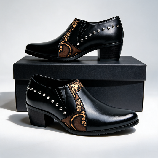 Vanderson | Pointed Toe Studded Block Heel Shoes