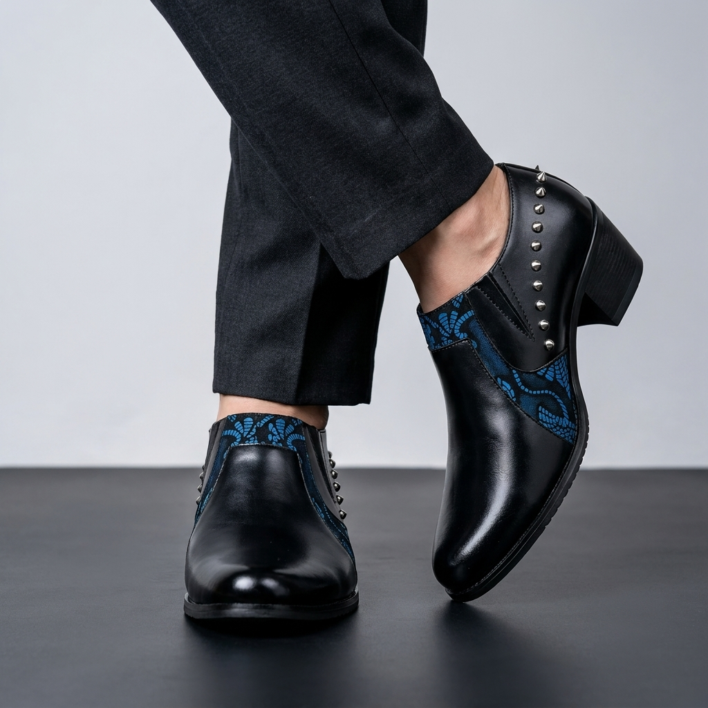 Vanderson | Pointed Toe Studded Block Heel Shoes
