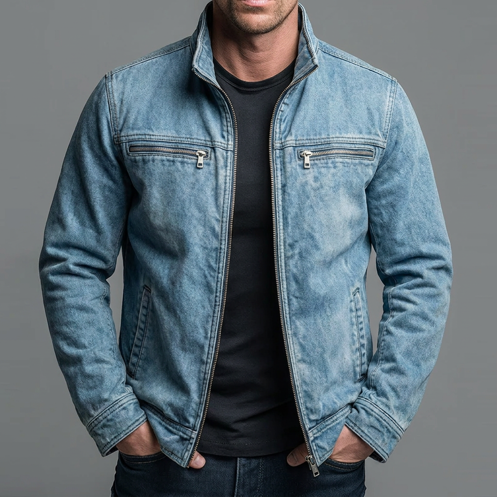 Narick | Jacket Relaxed-Fit Denim-Style with Zippered Pockets