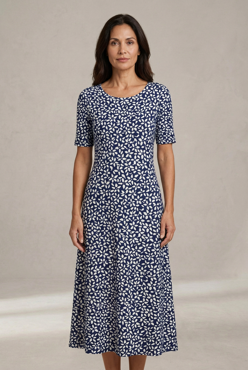 Kwanza | Floral Print Short Sleeve Midi Dress