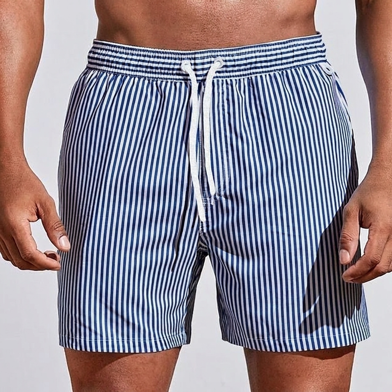Nazif | Striped Drawstring Elastic Waist Summer Shorts