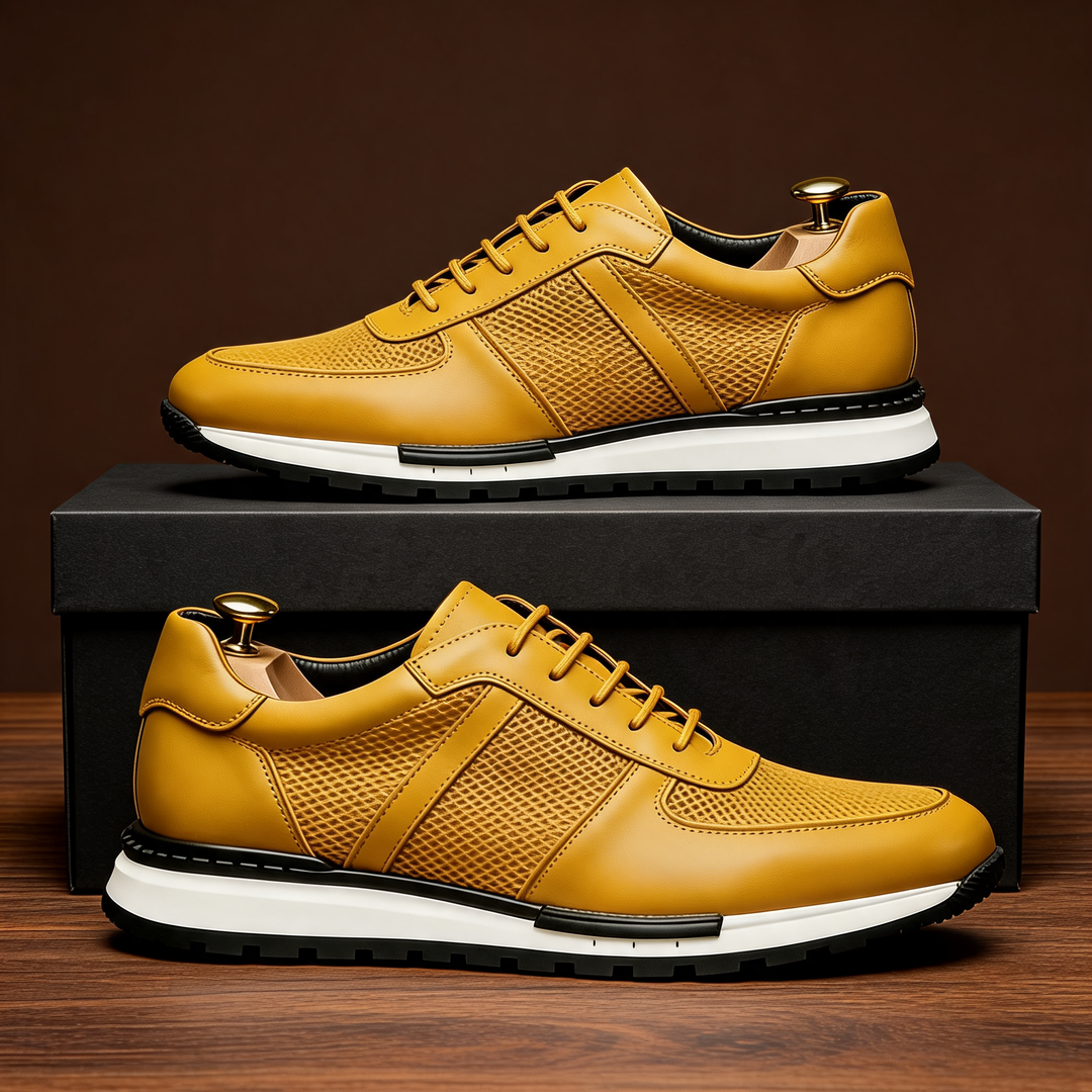 Hegseth | Lace-Up Sneakers with Textured Panel Upper