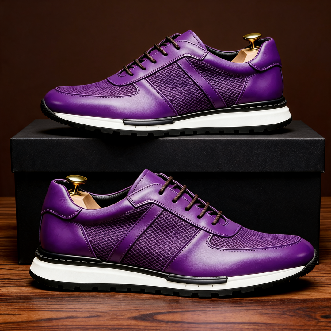 Hegseth | Lace-Up Sneakers with Textured Panel Upper
