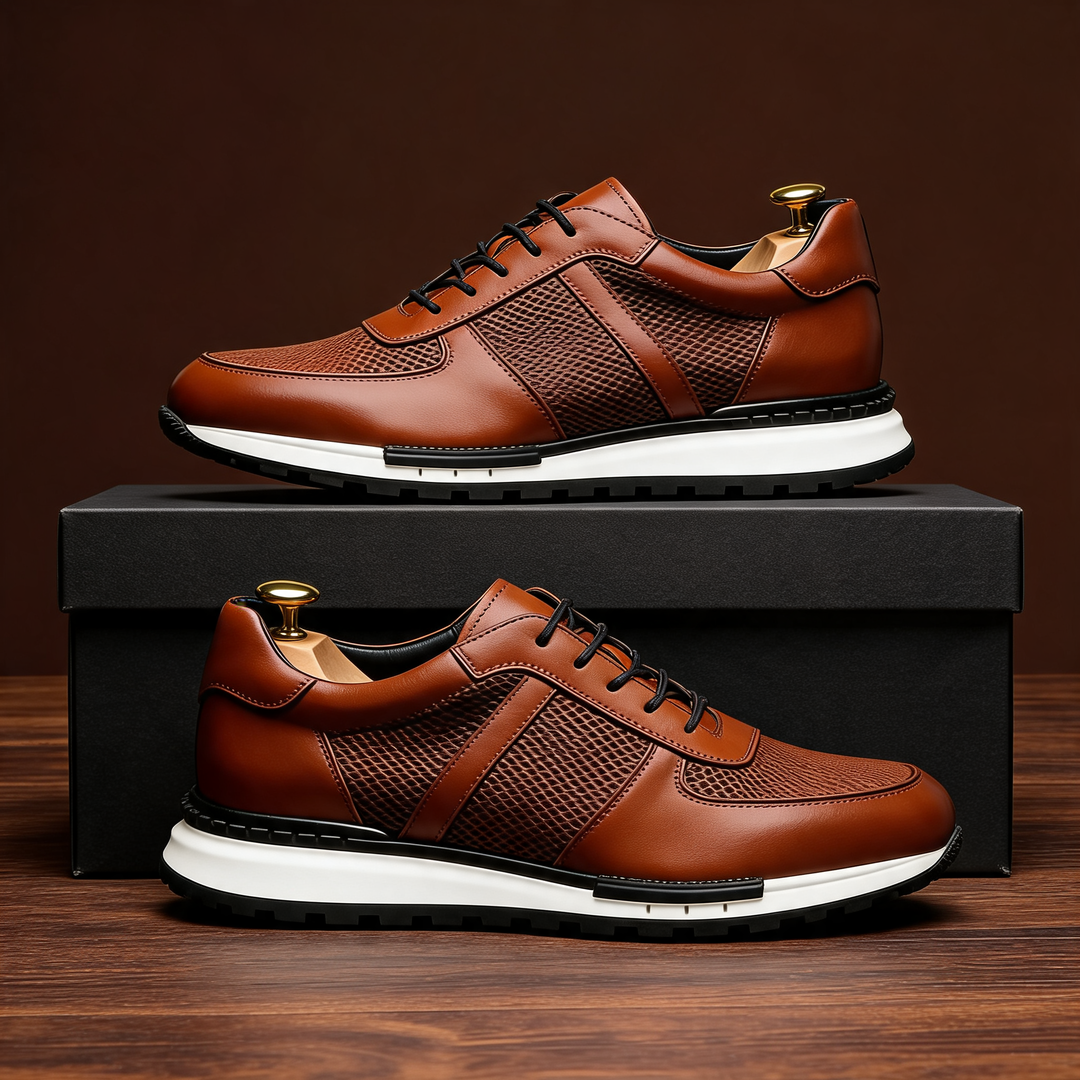 Hegseth | Lace-Up Sneakers with Textured Panel Upper