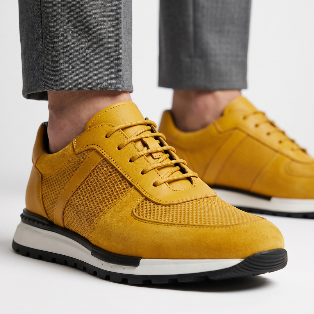 Hegseth | Lace-Up Sneakers with Textured Panel Upper