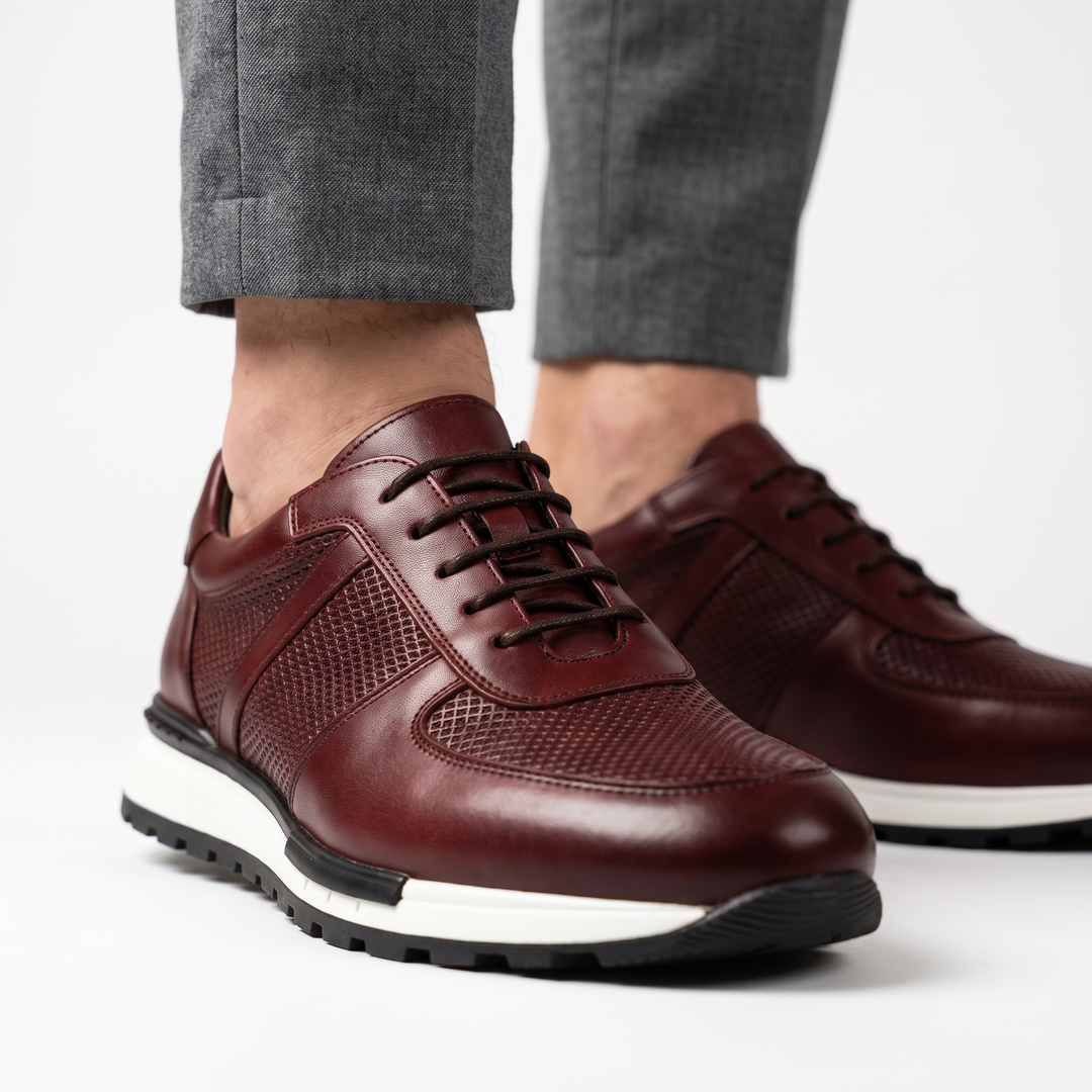 Hegseth | Lace-Up Sneakers with Textured Panel Upper