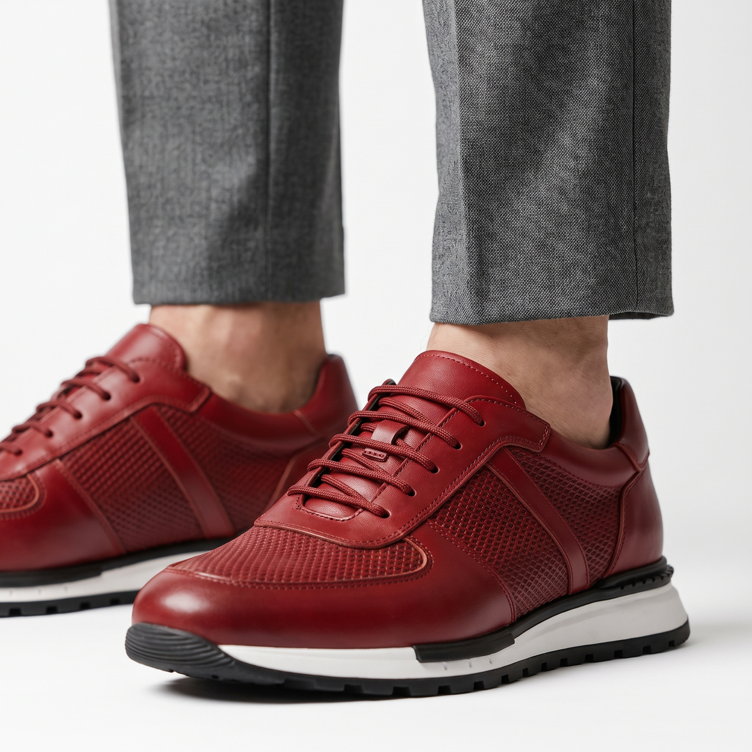 Hegseth | Lace-Up Sneakers with Textured Panel Upper