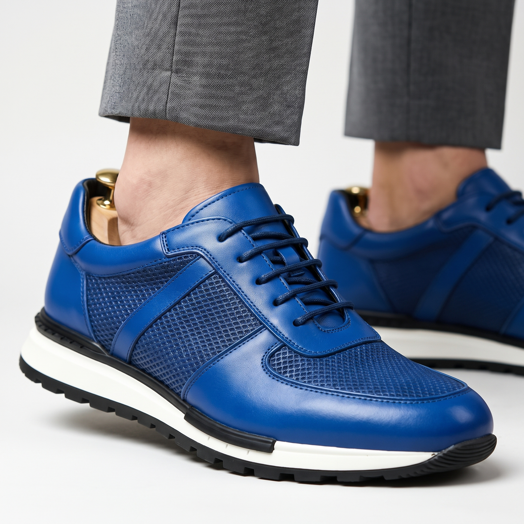 Hegseth | Lace-Up Sneakers with Textured Panel Upper
