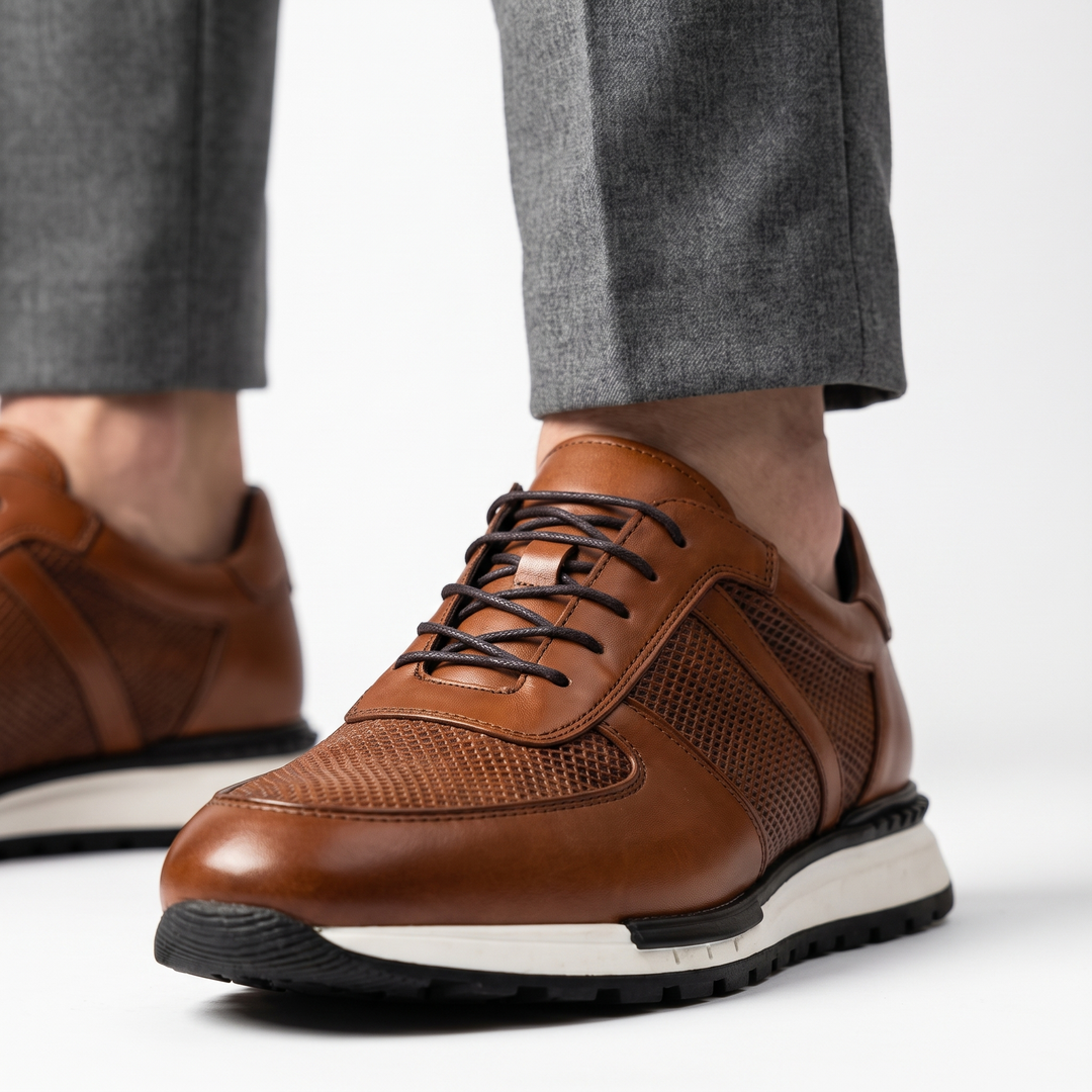 Hegseth | Lace-Up Sneakers with Textured Panel Upper