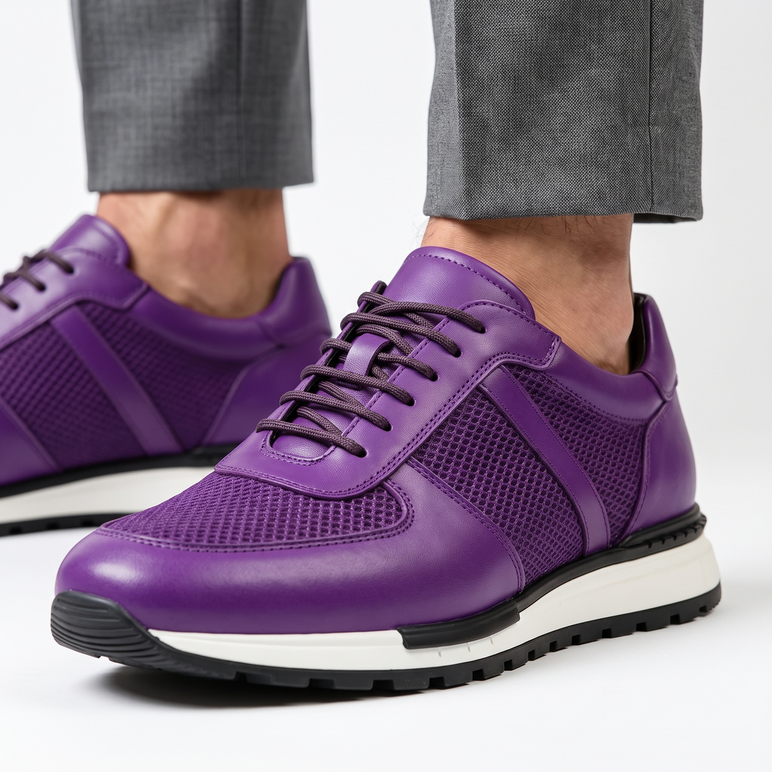 Hegseth | Lace-Up Sneakers with Textured Panel Upper