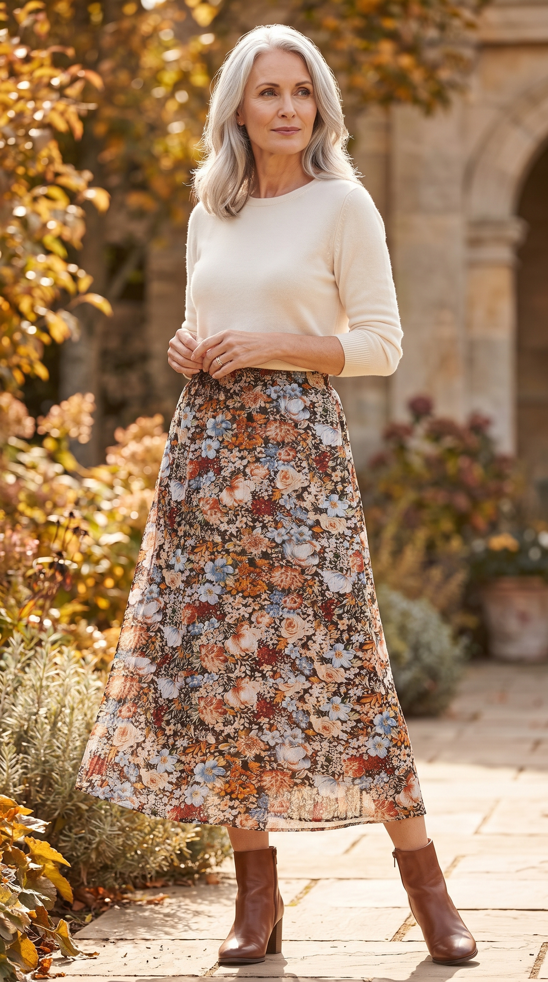 Astronys | Floral Print Maxi Skirt with Elastic Waist