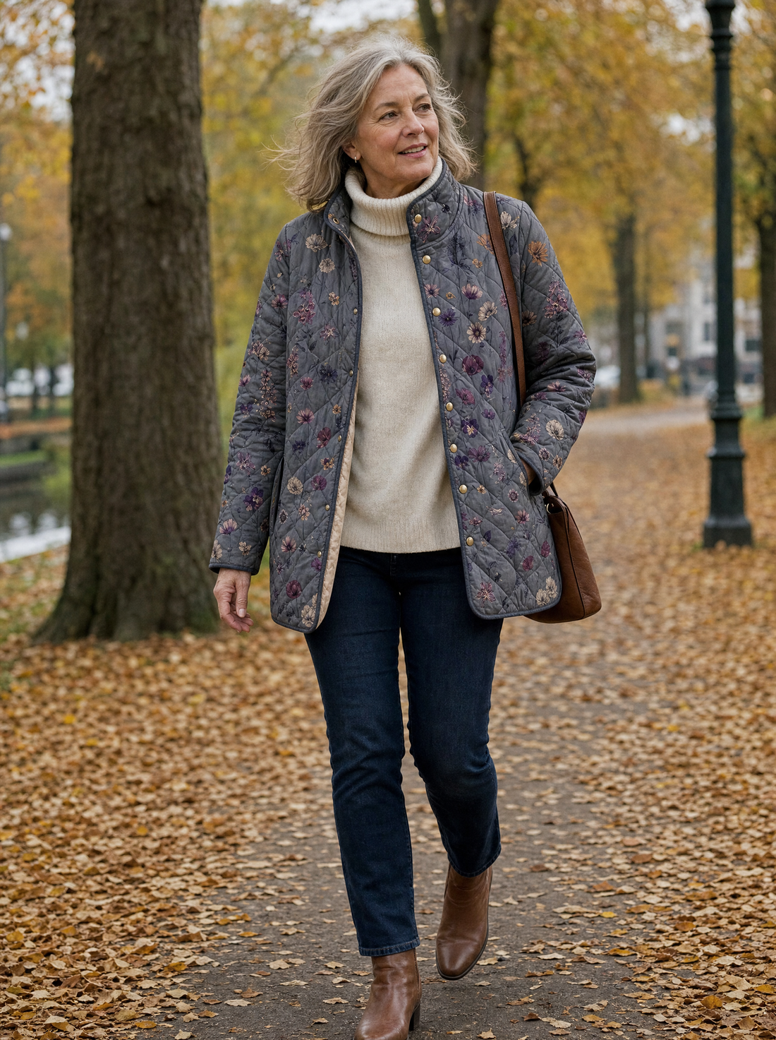 Florelicia | Quilted Floral Print Coat with Buttons