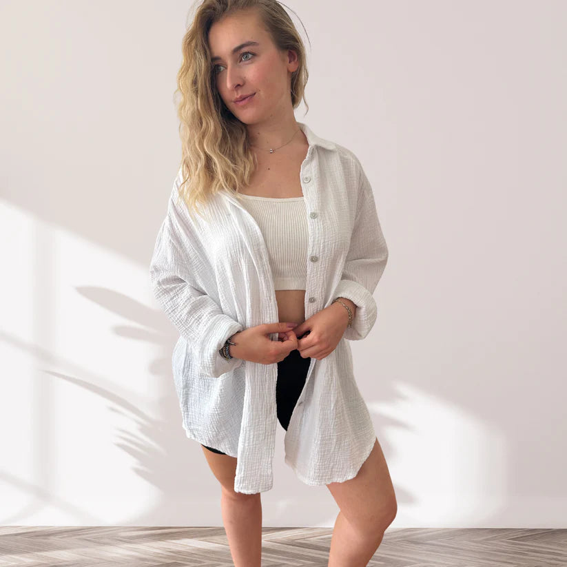 Eliza - Oversized Button Shirt Eye Back Print