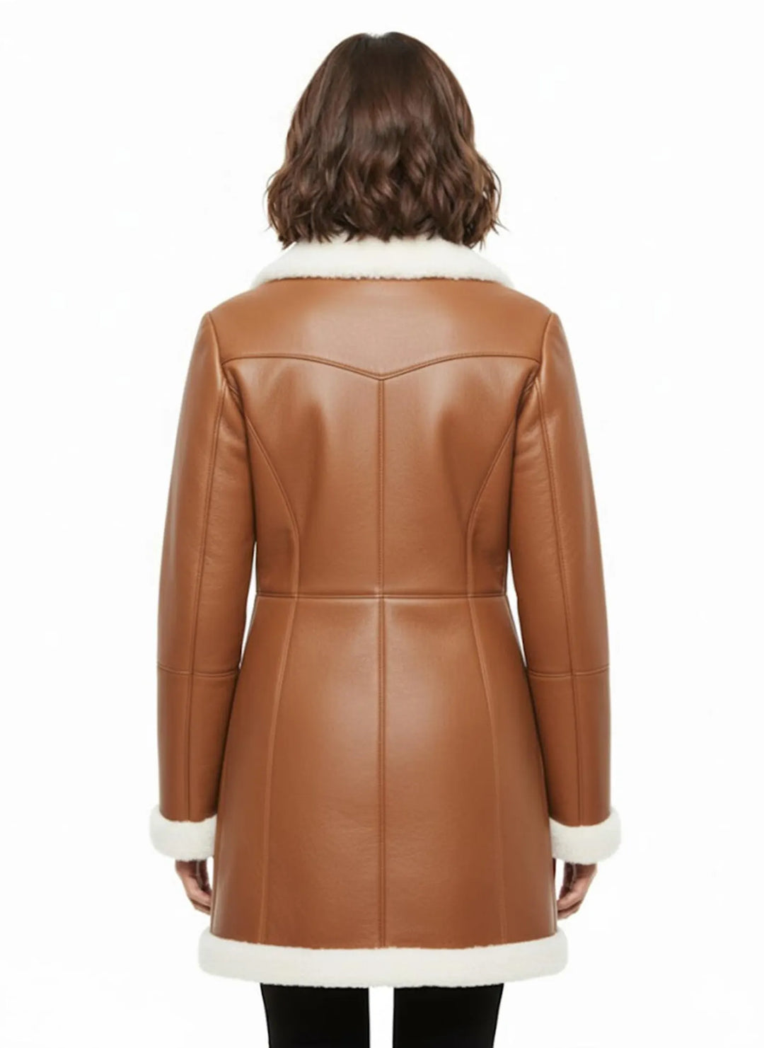 Annemie | Coat With Tan Leather-Look Finish and Trim