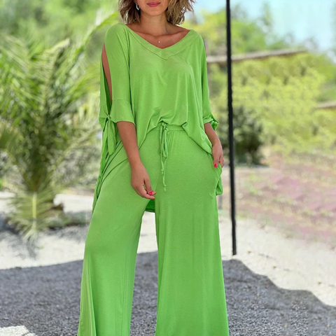 Lucee | Wide Leg Two Piece Lounge Set