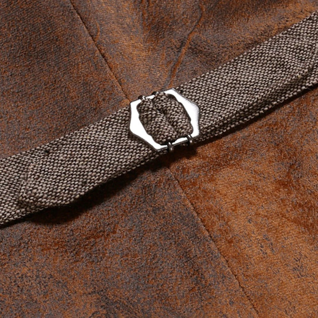 Enrico | Vest With Textured Weave and Contrast Pockets