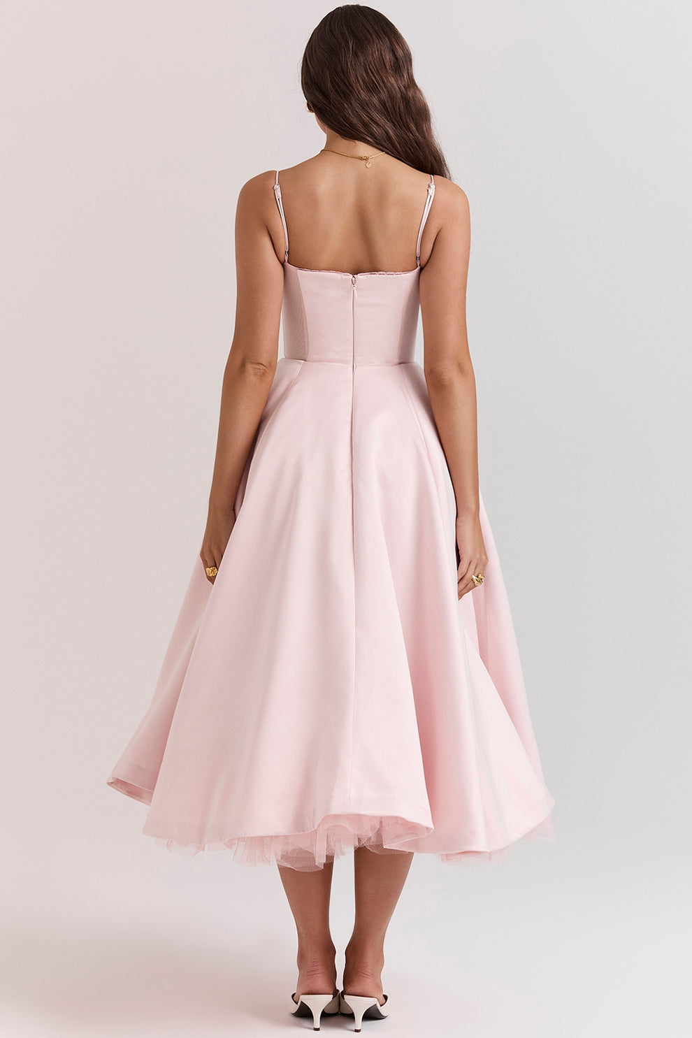 Arestina | Sleeveless Midi Dress with Tulle Hem