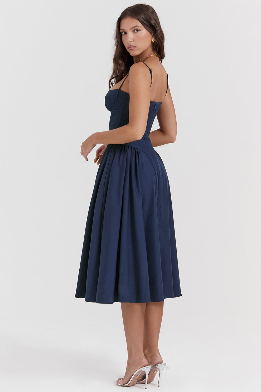 Maissa | Sleeveless Sweetheart Neck Midi Dress
