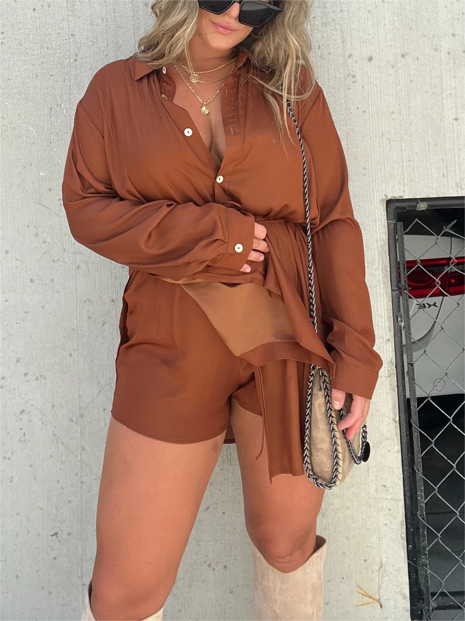 Giulia | Loose Turn-Down Collar Shirt Shorts Set