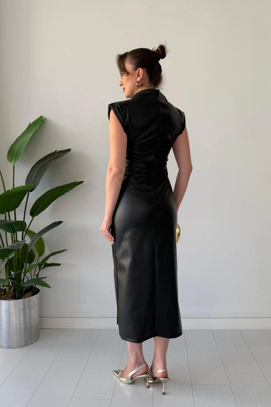 Claudine - Mock Neck Belted Midi Dress