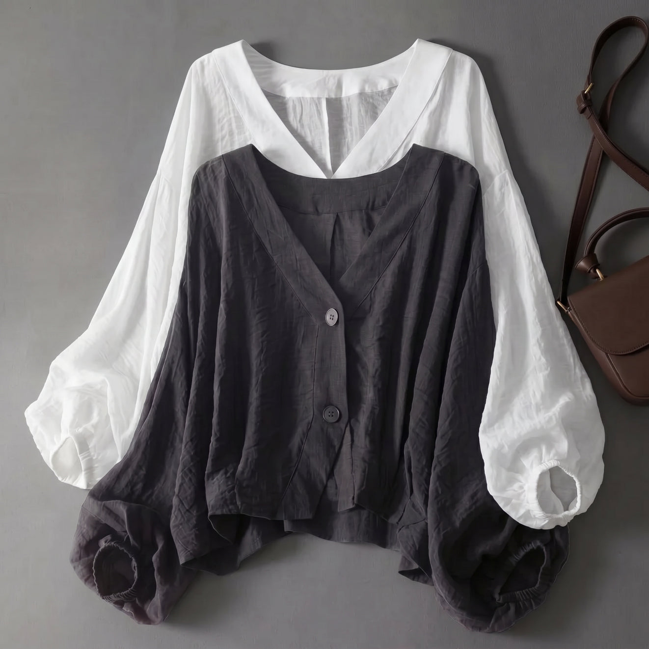 Comatize | V Neck Button Blouse