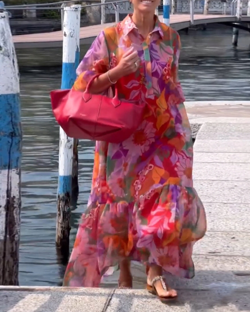 Tanisha | Floral Print Collared Maxi Dress