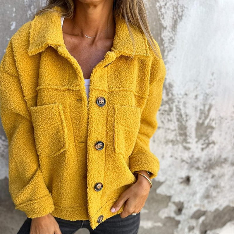 Alwina | Teddy Fleece Button Front Jacket