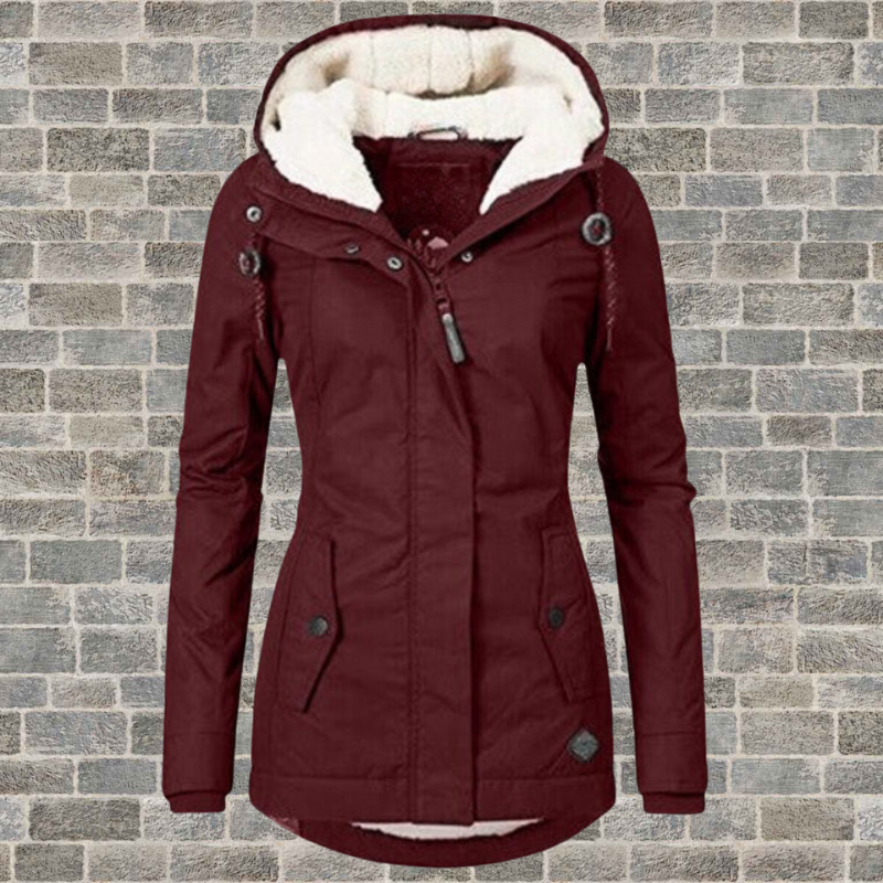 Estefana | Hooded Long Sleeve Fleece-Lined Parka Coat
