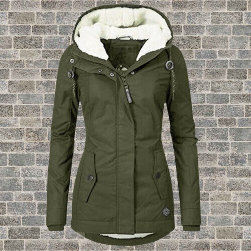 Estefana | Hooded Long Sleeve Fleece-Lined Parka Coat