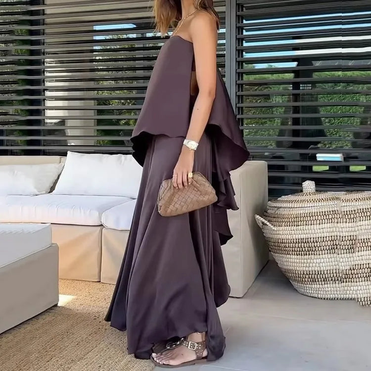 Kerstin | Strapless Asymmetrical Wide Leg Jumpsuit