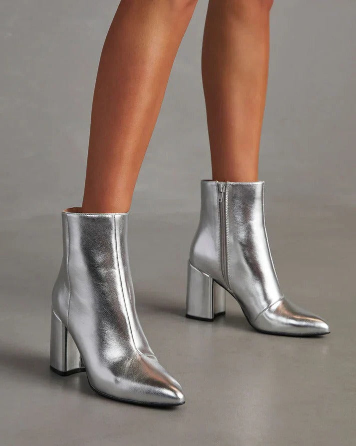 Ilianinelle | Metallic Block Heel Ankle Boots