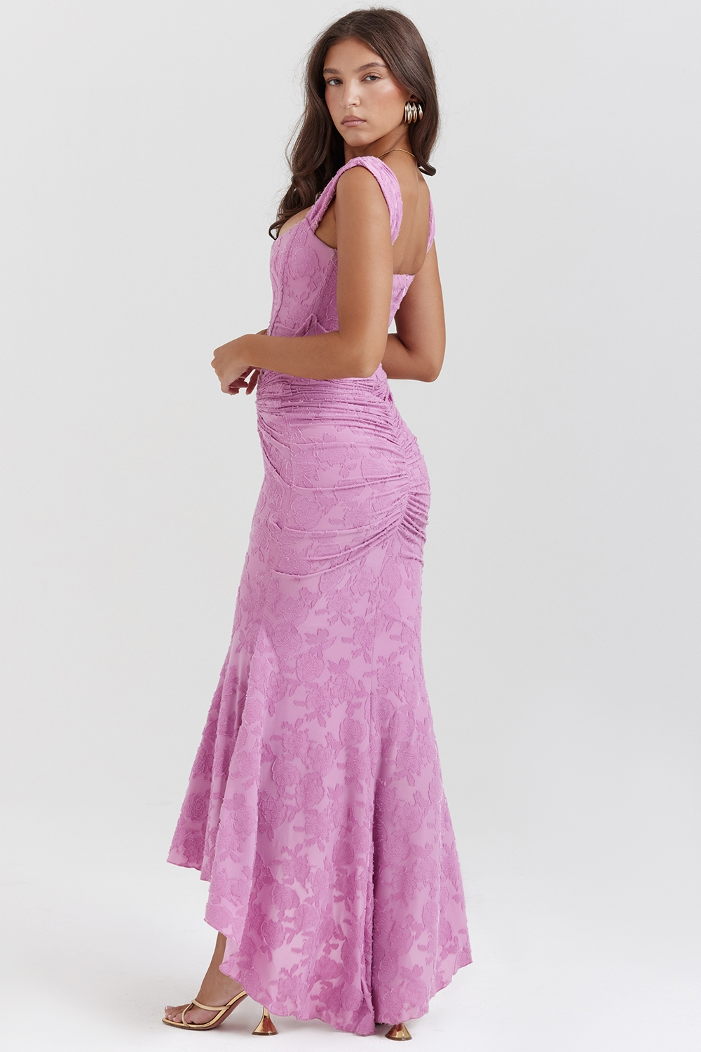 Traudel | Floral Jacquard Square Neck Midi Dress